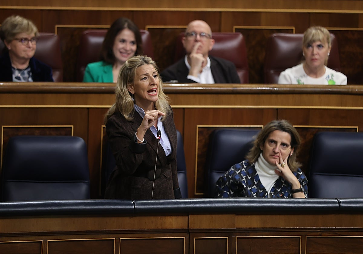 Yolanda Díaz en el pleno de Sesión de Control al Gobierno