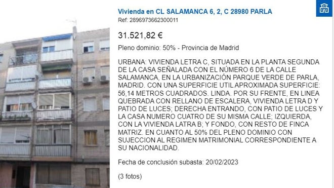 Una vivienda en venta en el portal de la AEAT
