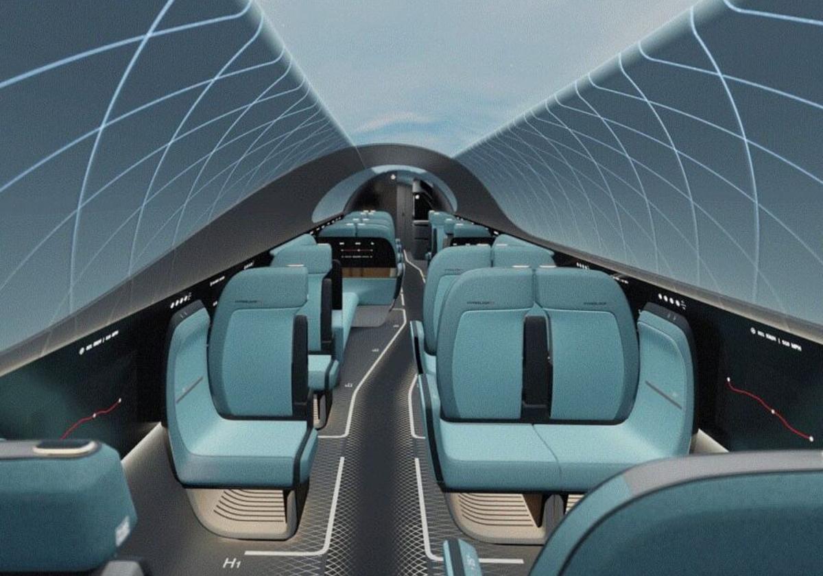 Recración de una cápsula del tren Hyperloop TT.