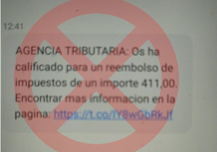 Alerta por un SMS que suplanta a la Agencia Tributaria: «No pinches, es un fraude»