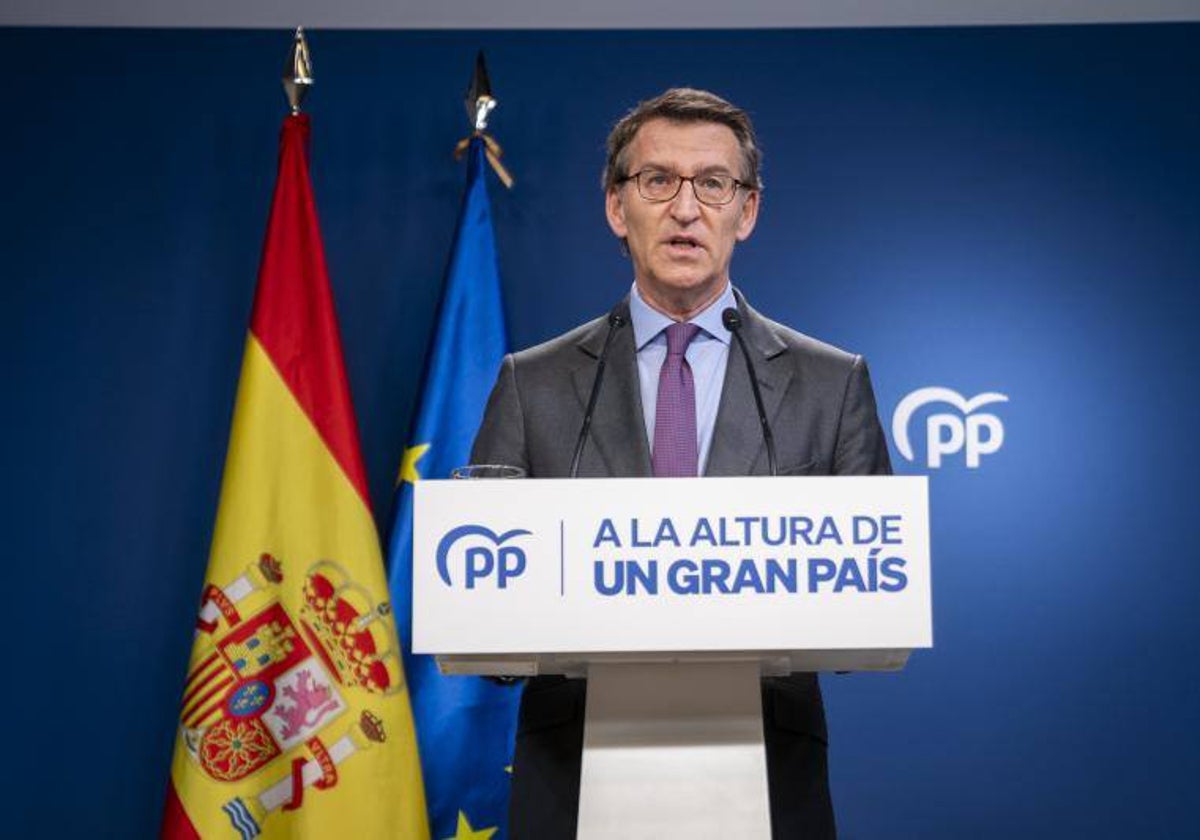 El presidente del PP, Alberto Núñez Feijóo