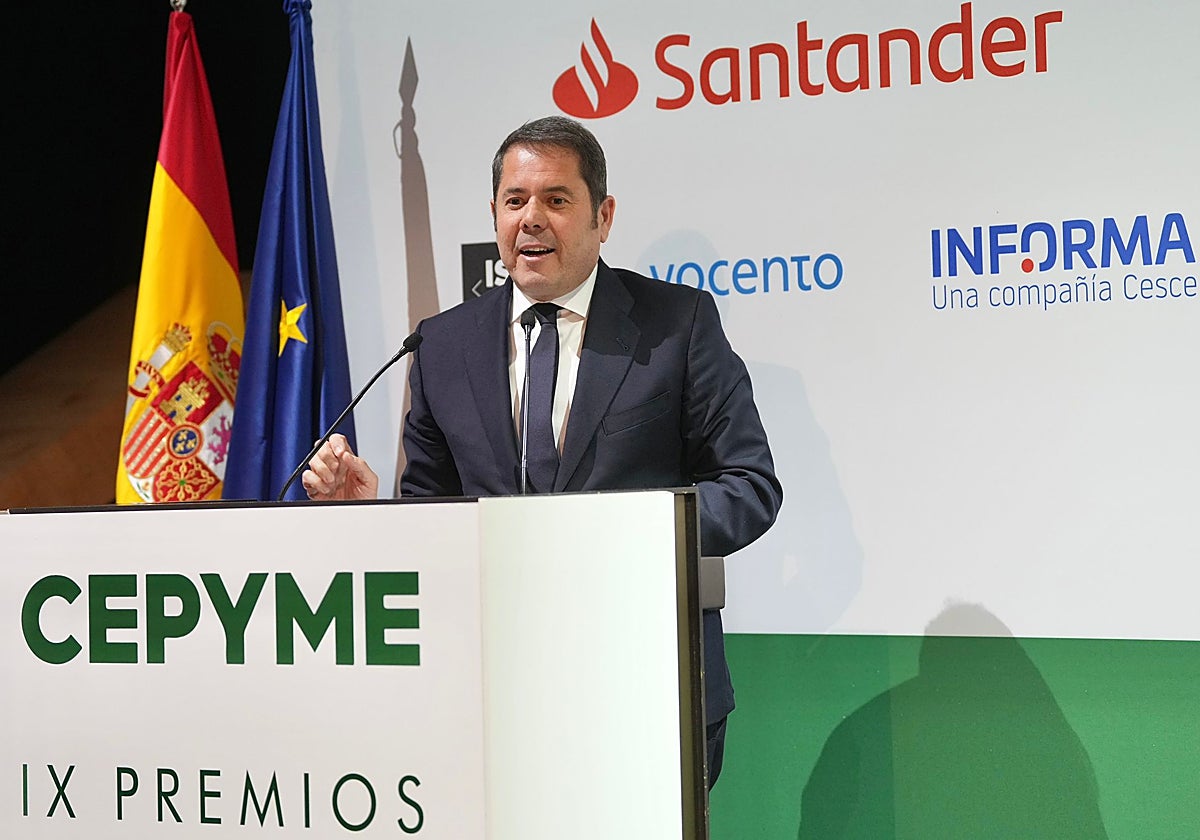 El presidente de Cepyme, Gerardo Cuerva, durante el discurso en los 'IX Premios Cepyme'