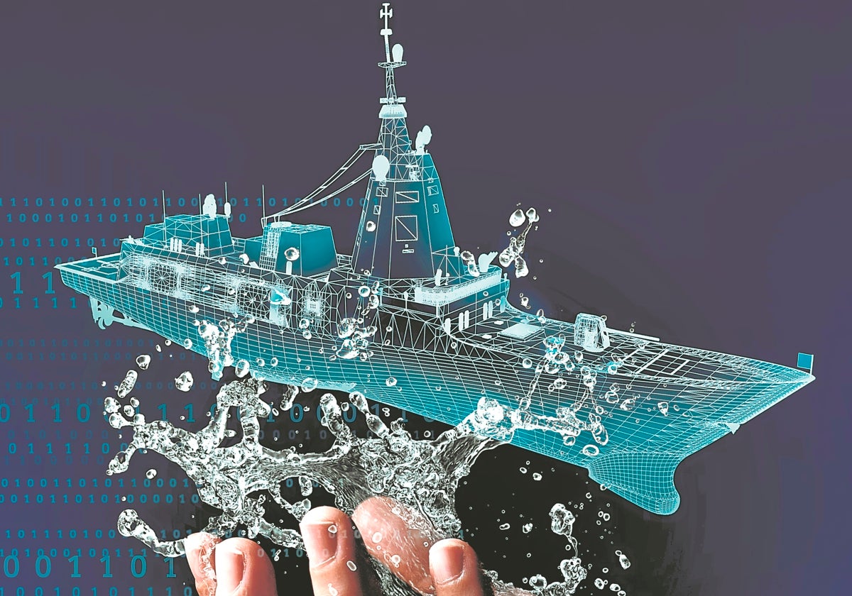 Simulación de gemelo digital naval creado con inteligencia artificial por Siemens