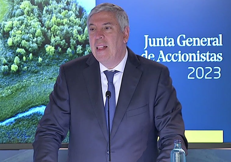 El nuevo consejero delegado, hoy, en la junta