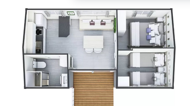 Plano casa prefabricada Mediterráneo