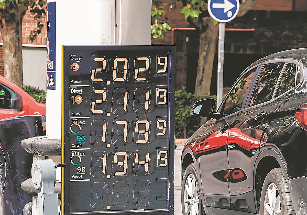 Panel de precios de una estación de servicios