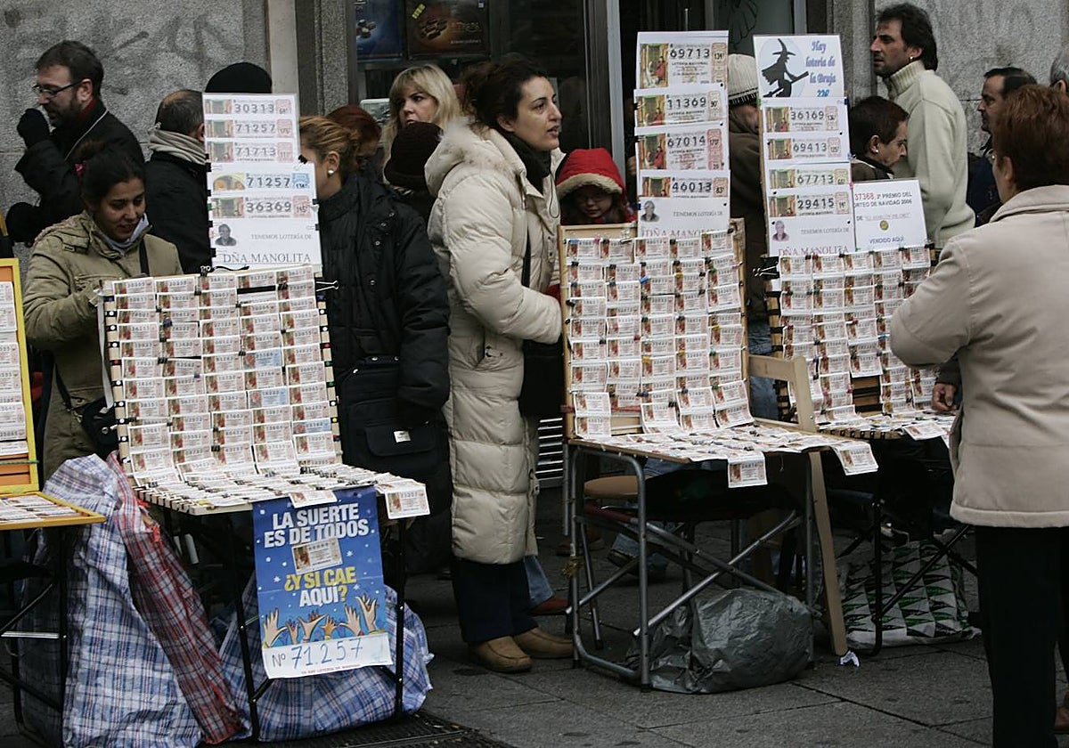 Venta de Lotería de Navidad en Sol, Madrid
