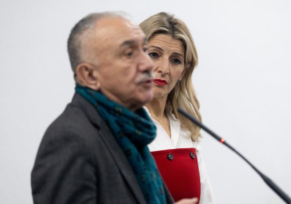 Pepe Álvarez y Yolanda Díaz, en un reciente acto