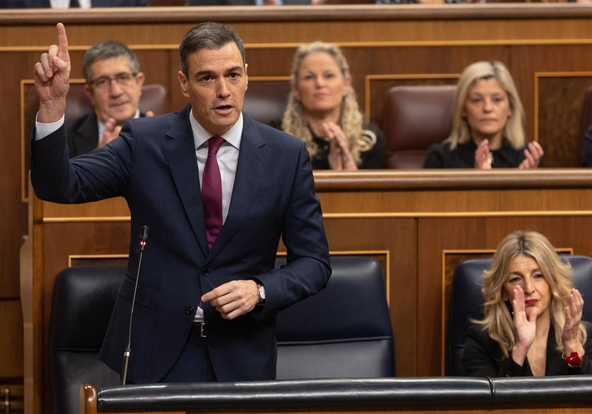 Pedro Sánchez durante su intervención en el Congreso de los Diputados