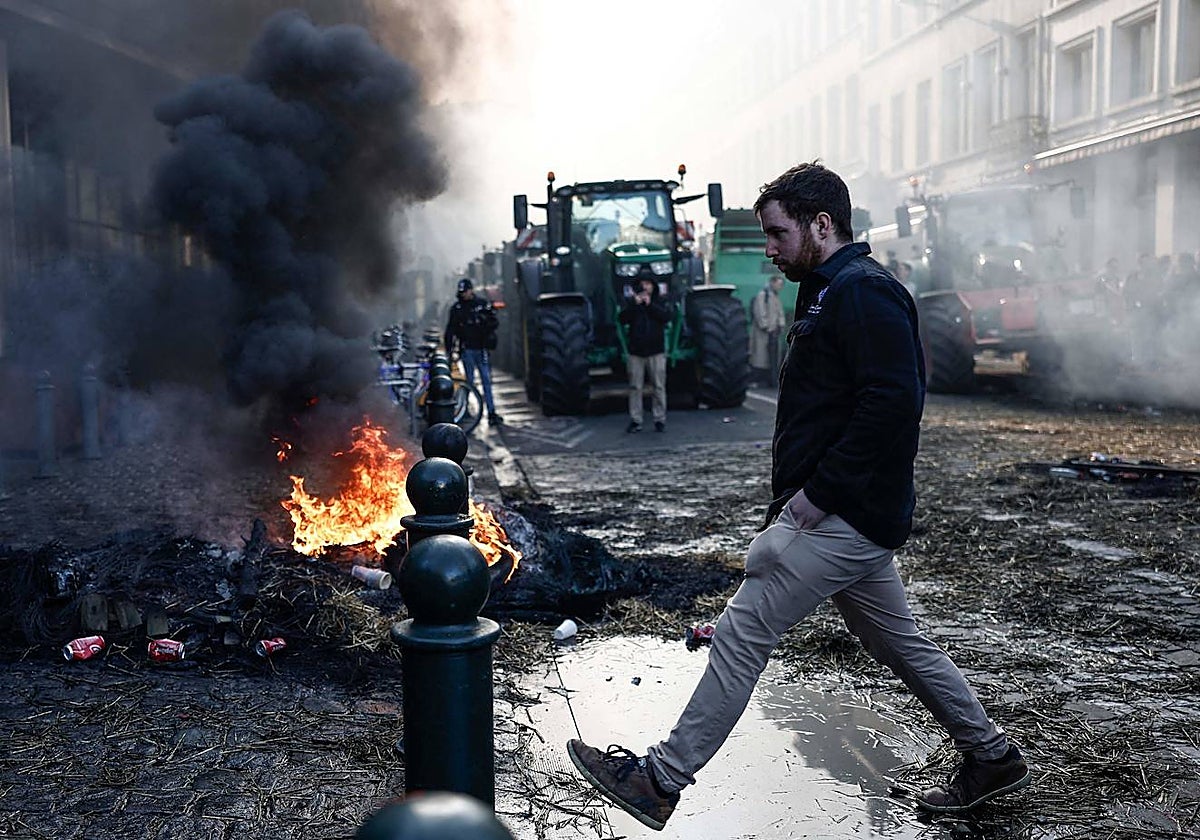 Imagen de las protestas de agricultores en Bruselas el pasado 1 de febrero