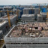 Construcción de edificios de vivienda en Hangzhou, al este de China