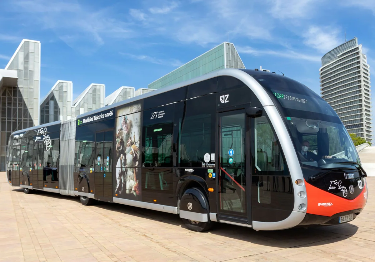 Zaragoza is the only city testing the technology that will drive driverless buses in the future.  The photo shows one of the electric buses serving the city.