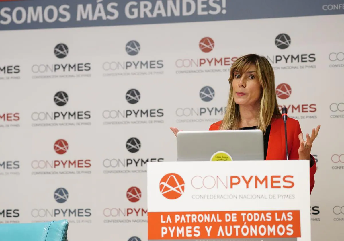 Begoña Gómez en la inauguración de Conpymes en 2021