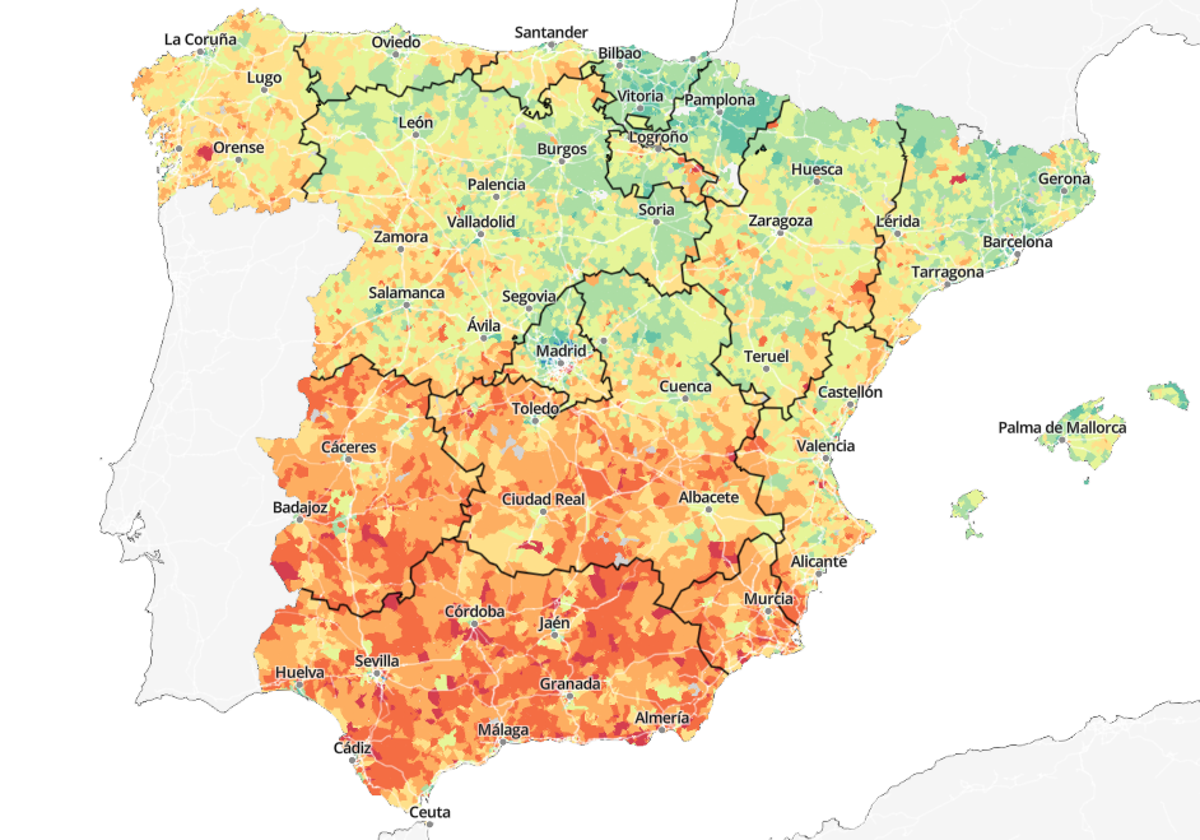 El mapa de la renta en España