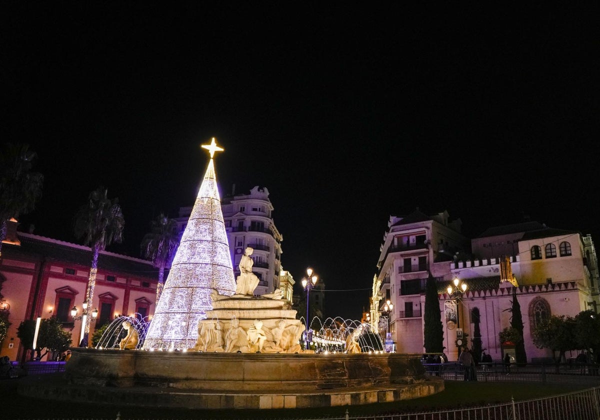 Luces de Navidad en la ciudad de Sevilla