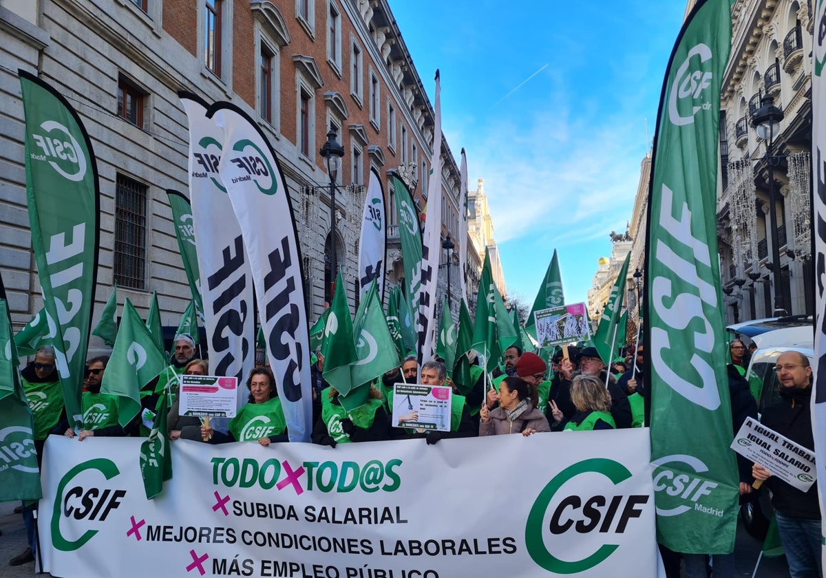 La manifestación de CSIF, hoy en Madrid