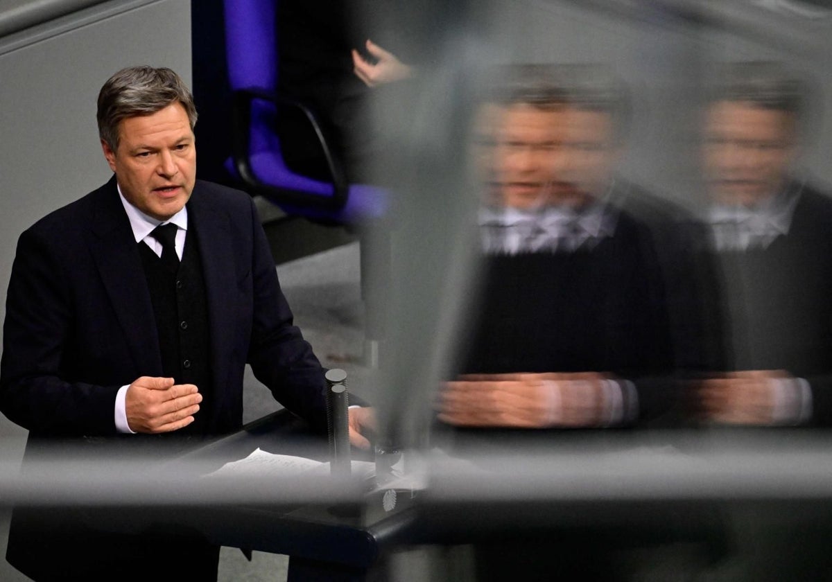 El ministro de Economía Robert Habeck, esta mañana en el Bundestag