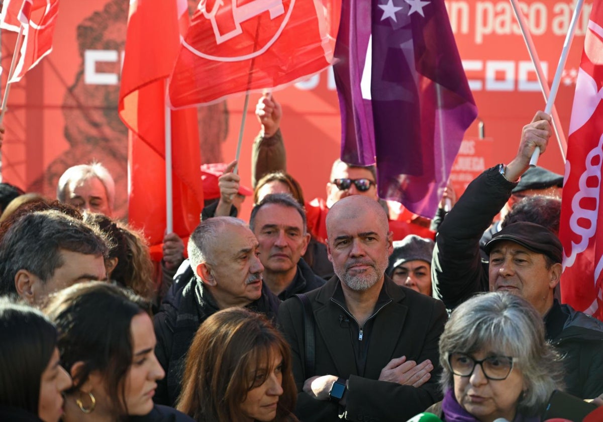 Pepe Álvarez (UGT) y Unai Sordo (CCOO) durante la manifestación