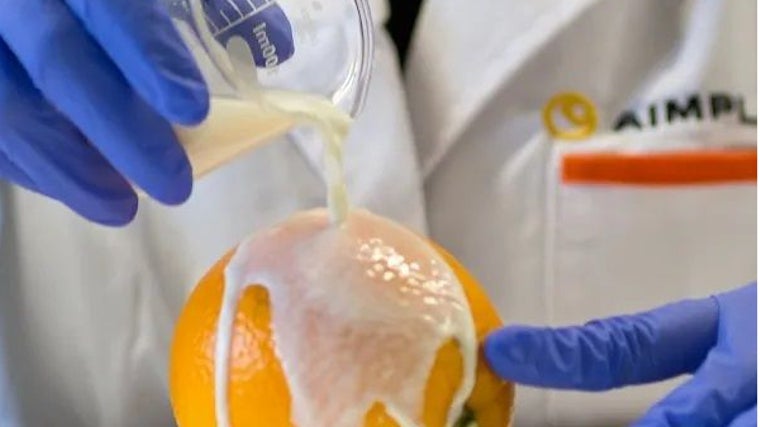 Recubrimiento comestible con propiedades antifúngicas del proyecto BiOrangePack (Aimplas), que pretende alargar la vida útil de 40 a 50 días para las naranjas y de 60 a 70 días para los limones