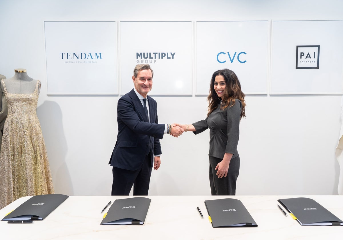 Jaume Miquel, presidente y CEO de Tendam; y Samia Bouazza, CEO de Multiply Group