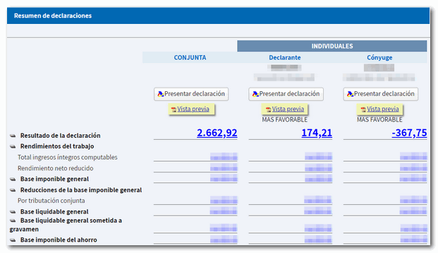 El resultado que ofrece el simulador de la Agencia Tributaria