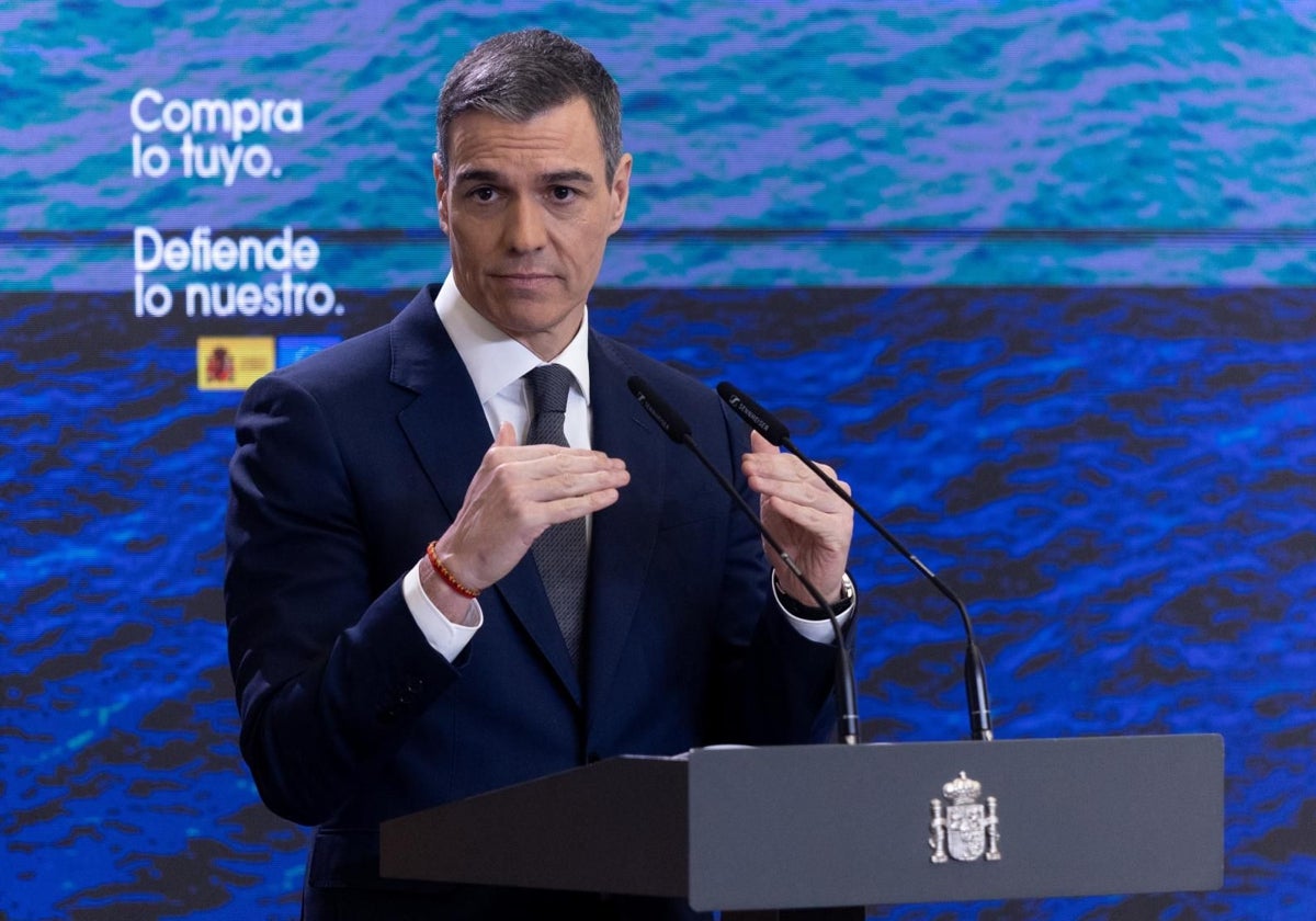 El presidente del Gobierno, Pedro Sánchez, durante su intervención de este jueves