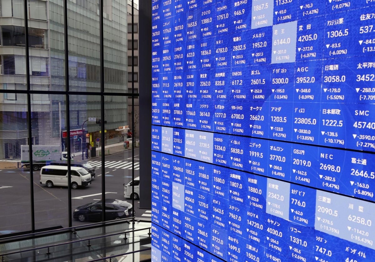 El aspecto que ofrecía hoy la Bolsa de Tokio