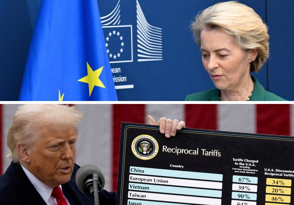 La presidenta de la Comisión Europea, Ursula von der Leyen, y el presidente de Estados Unidos, Donald Trump