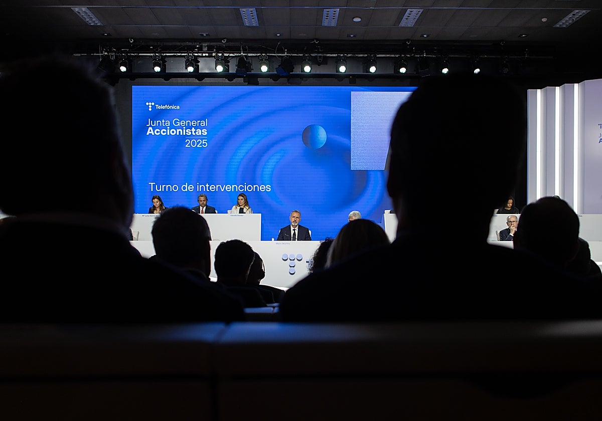 El presidente de Telefónica, Marc Murtra, el pasado 10 de abril en su primera junta de accionistas
