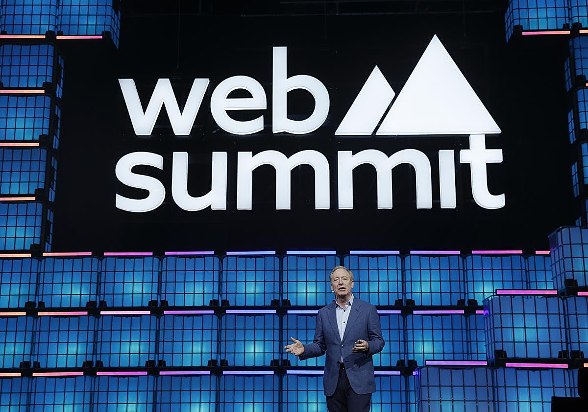 El presidente de Microsoft, Brad Smith, este martes en Portugal.