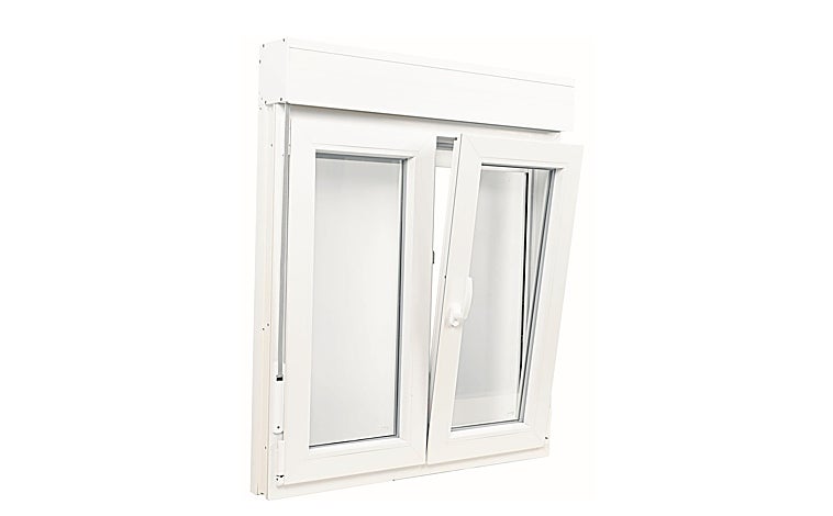 Imagen principal - Ventana PVC blanca oscilobatiente con persiana, Burlete negro 6 m. y Aerotermo Cointra 