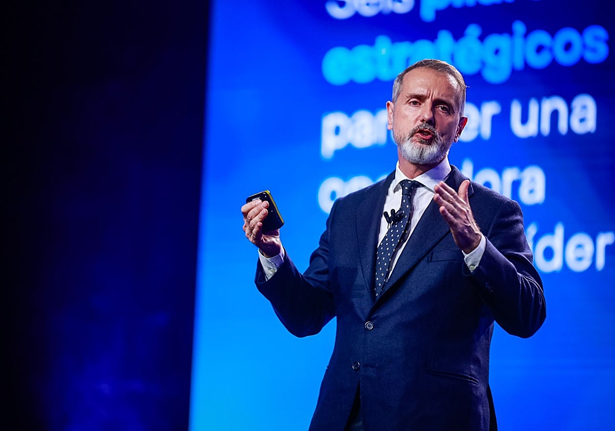 El presidente de Telefónica, Marc Murtra, durante la presentación del plan estratégico