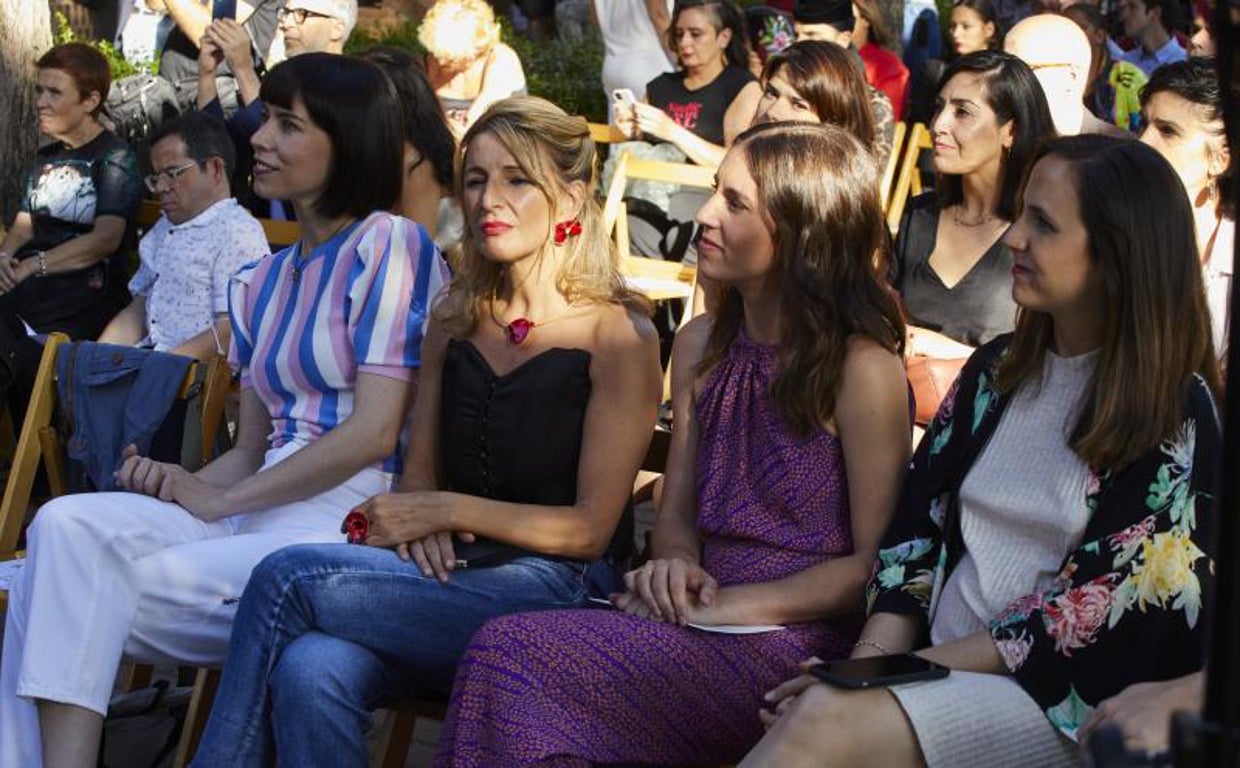 Foto de archivo de Díaz, Belarra y Montero en un acto del Orgullo