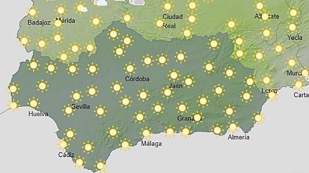 La previsión para este lunes, en un gráfico de la Junta