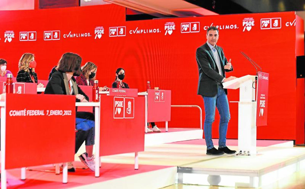 El presidente del Gobierno, Pedro Sánchez, durante un comité federal del PSOE
