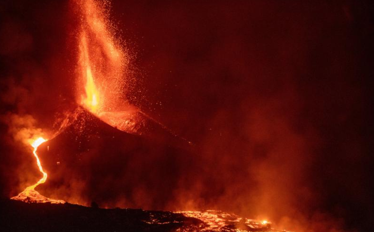 El volcán de Cumbre Vieja el día 25 de septiembre, fecha del colapso