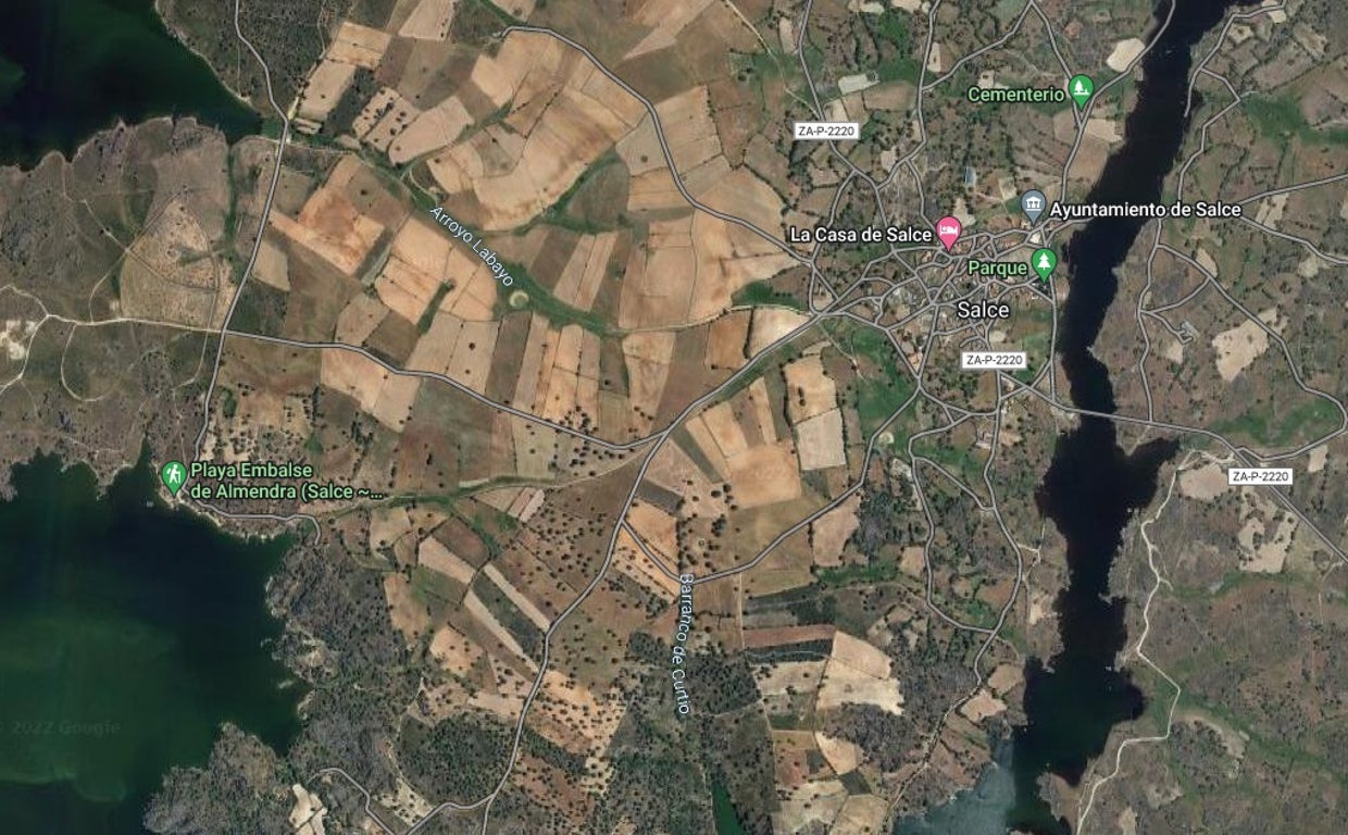 Mapa de Salce y alrededores, zona de Zamora donde se prevé que puede estar realizándose la fiesta ilegal de música electrónica