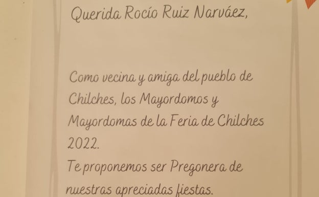 Pergamino eligiendo a Rocío Ruiz como pregonera