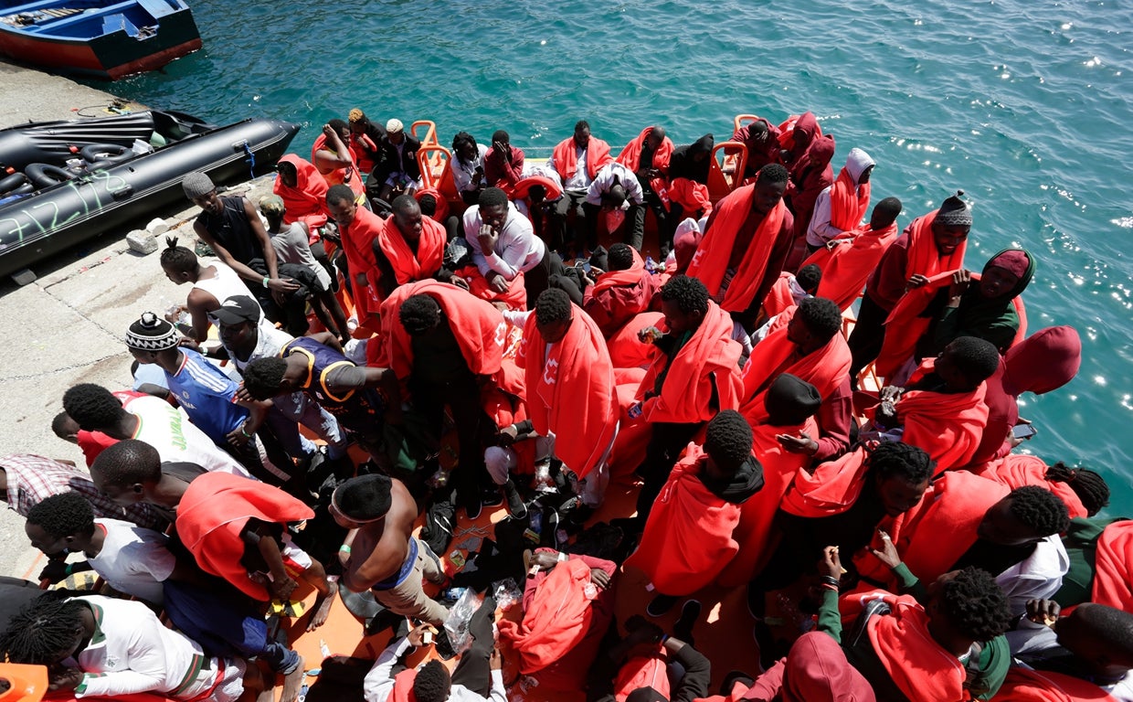 Inmigrantes rescatados en el Estrecho durante la crisis migratoria de 2018