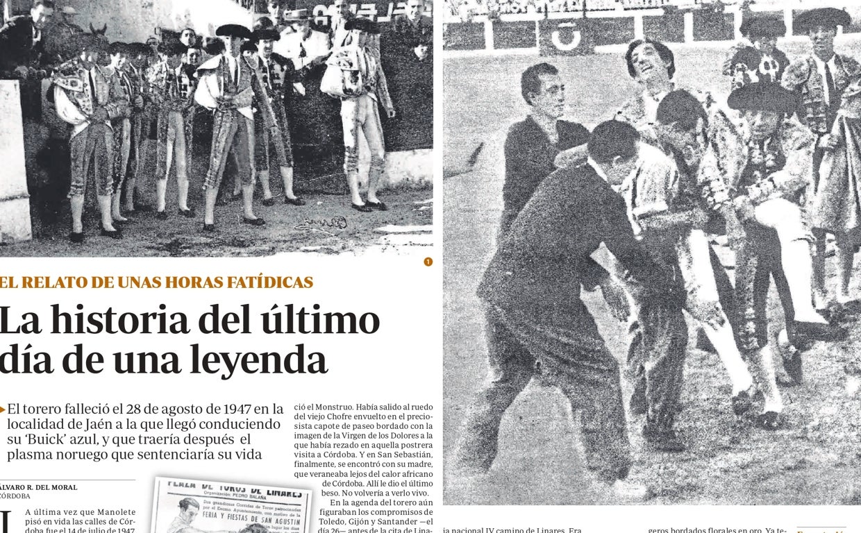 Parte de una de las páginas que ABC publicará sobre el 75 aniversario de la muerte de Manolete