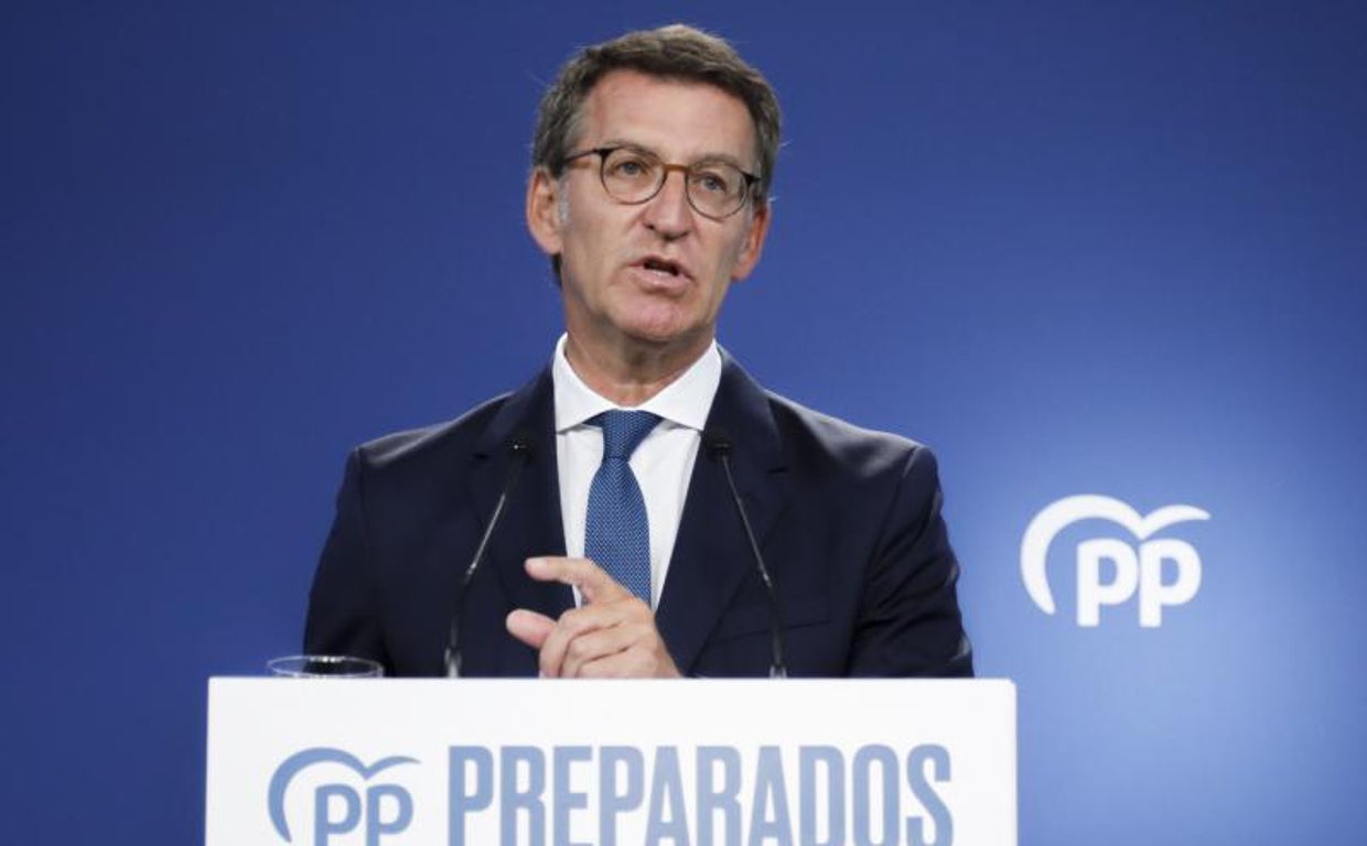 Alberto Núñez Feijóo en la rueda de prensa posterior al Comité de Dirección de este lunes