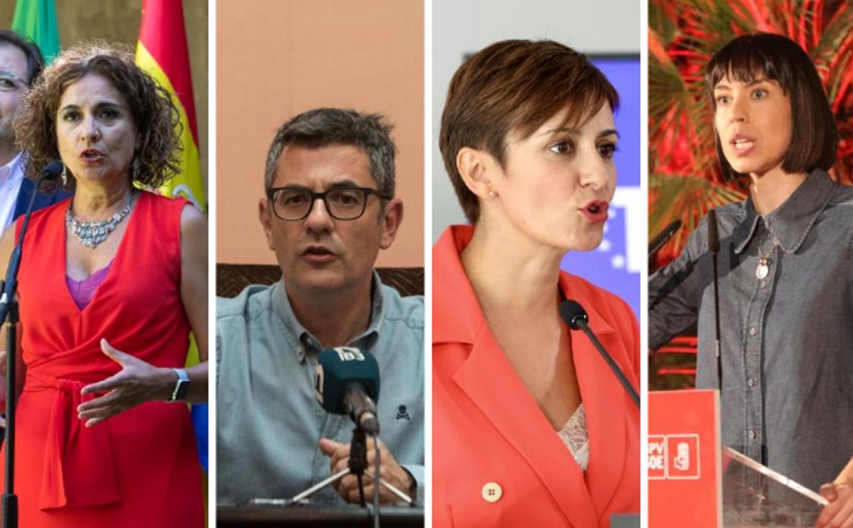 Los ministros, María Jesús Montero, Félix Bolaños, Isabel Rodríguez y Diana Morant