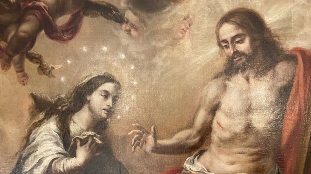 Detalle de las imágenes de Jesús y la Virgen María