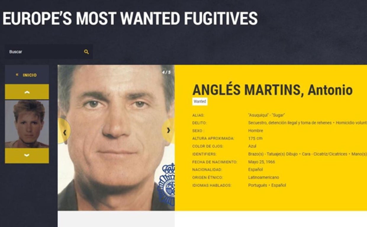 Imagen de la ficha de Antonio Anglés en Interpol