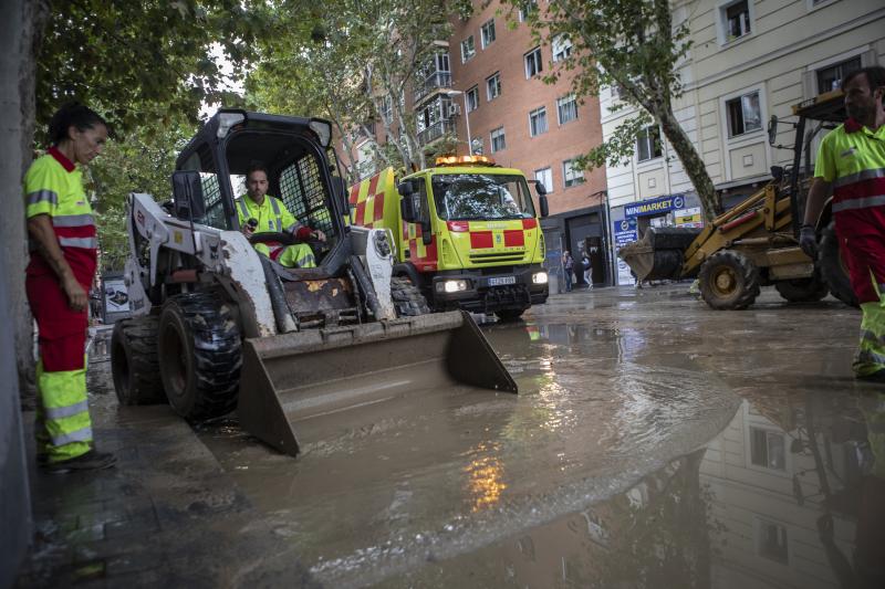 Operarios de Selur trabajan con maquinaria pesada para despejar las calles