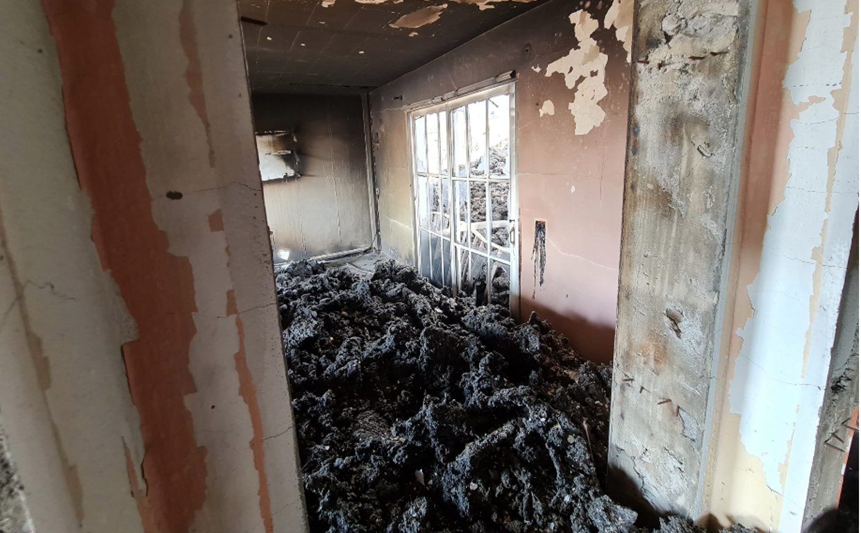 La casa de Ana, con la lava en su interior