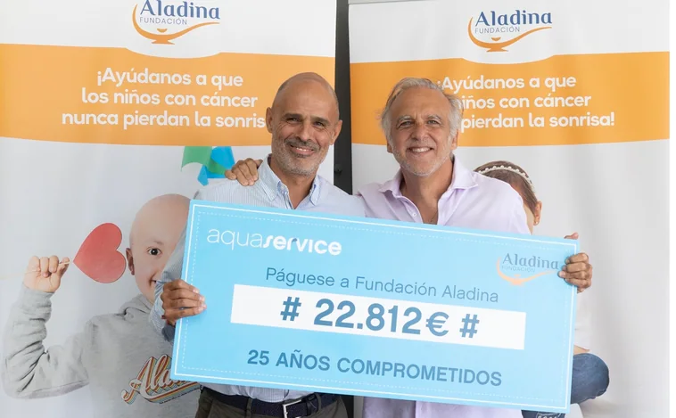 Aquaservice dona un céntimo de cada botella entregada durante el mes de julio a la Fundación Aladina