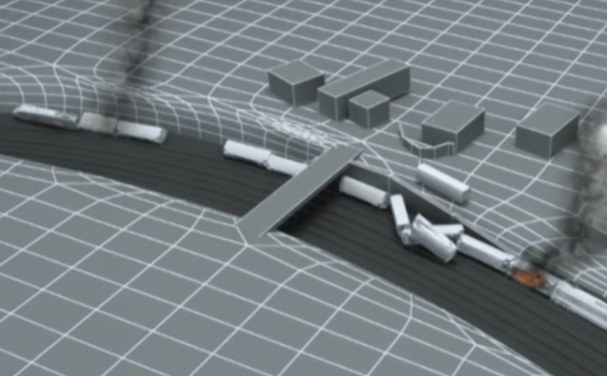 Reconstrucción en 3D de la ubicación exacta de los vagones tras descarrilar en Angrois