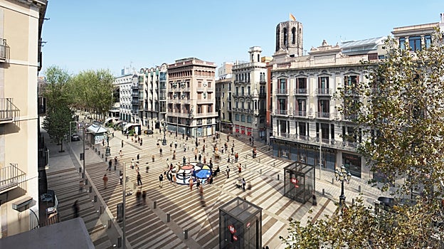 Imagen después - Vista de la nueva Rambla a la altura del mosaico de Miró