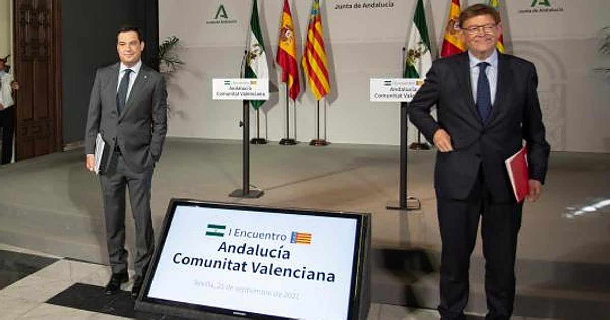 Juanma Moreno junto al presidente de Aragón durante su visita a San Telmo